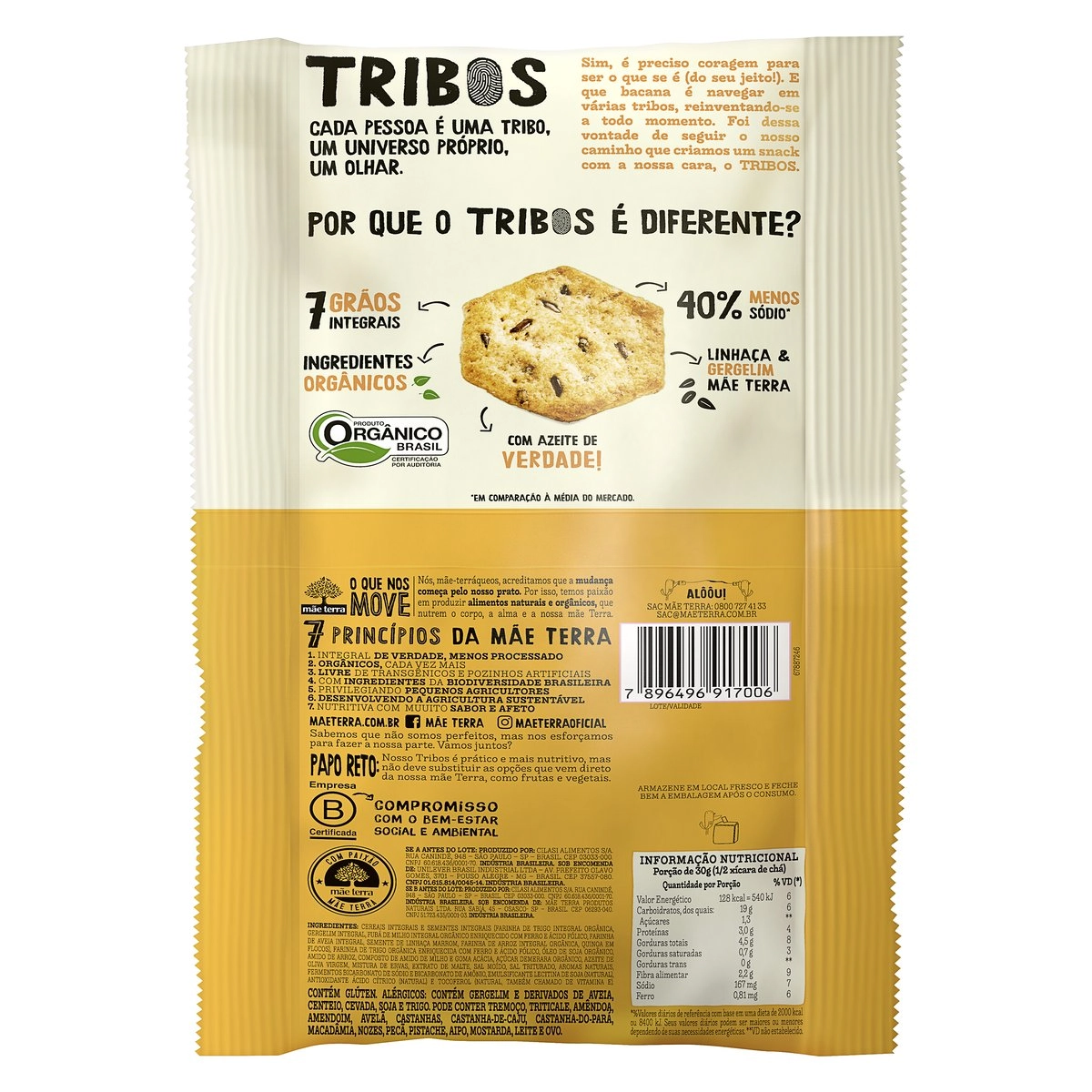 Biscoito Salgado Mãe Terra Tribos Azeite e Ervas Orgânico 50g