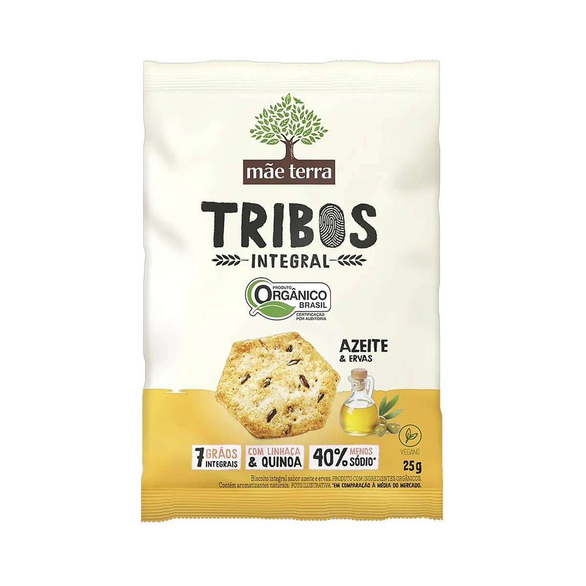 Salgadinho Orgânico Mãe Terra Sabor Azeite e Ervas Tribos 25g