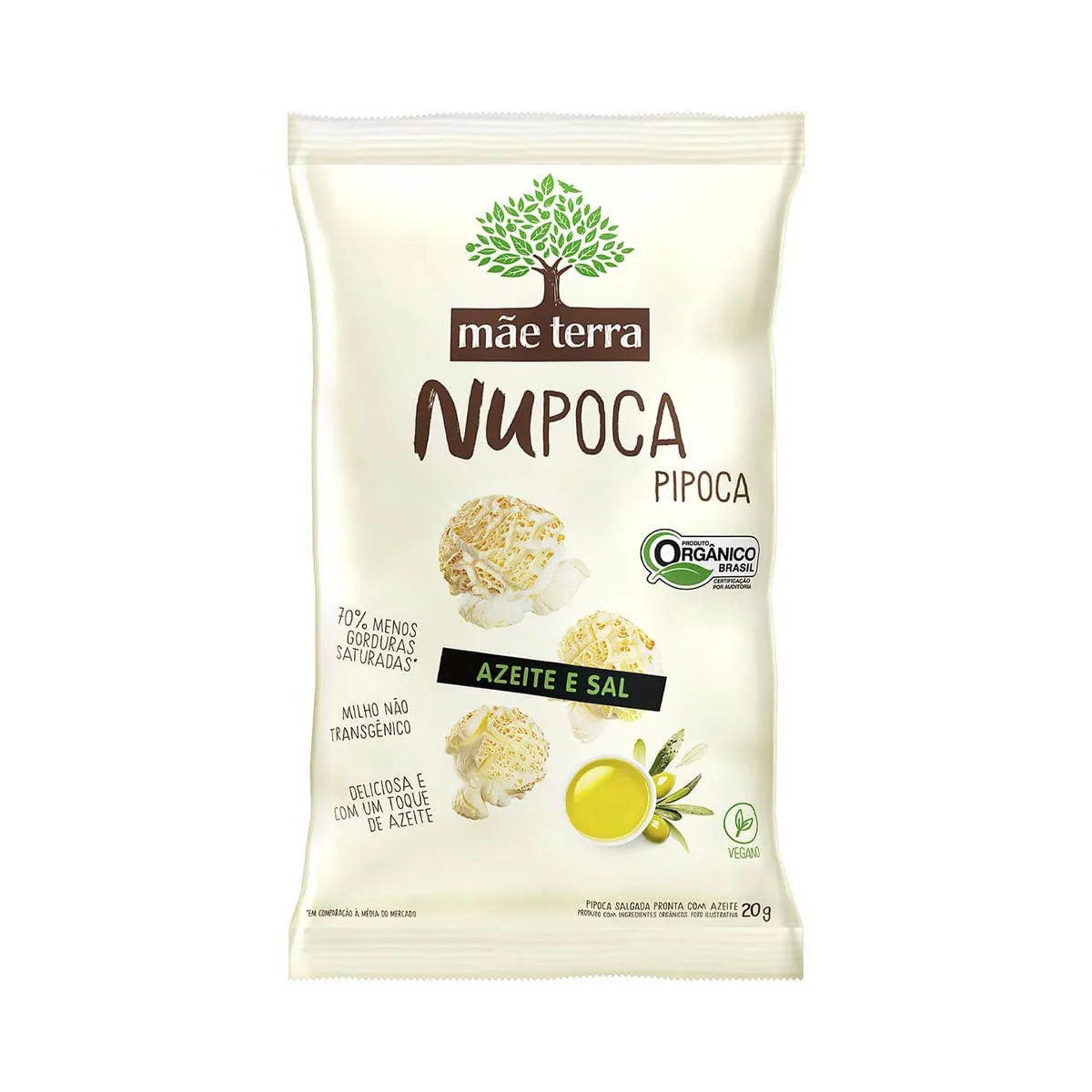 Pipoca Pronta Azeite e Sal Mãe Terra Nupoca 20g