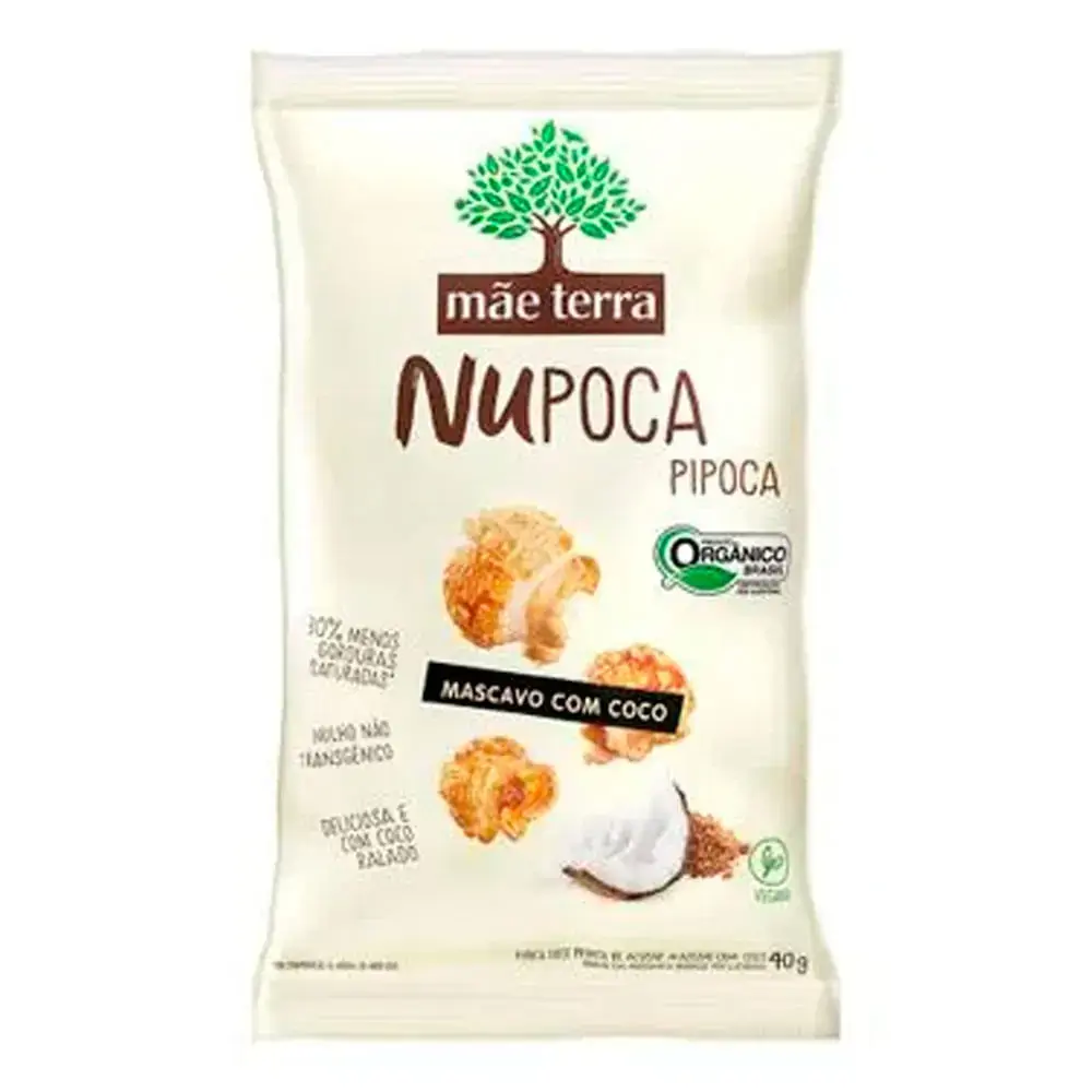 Pipoca Mãe Terra Açúcar Mascavo com Coco Integral e Orgânica 40 GR