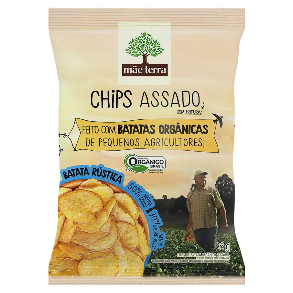 Chips de Batata Rústica Orgânico Mãe Terra Nuchips 32 g