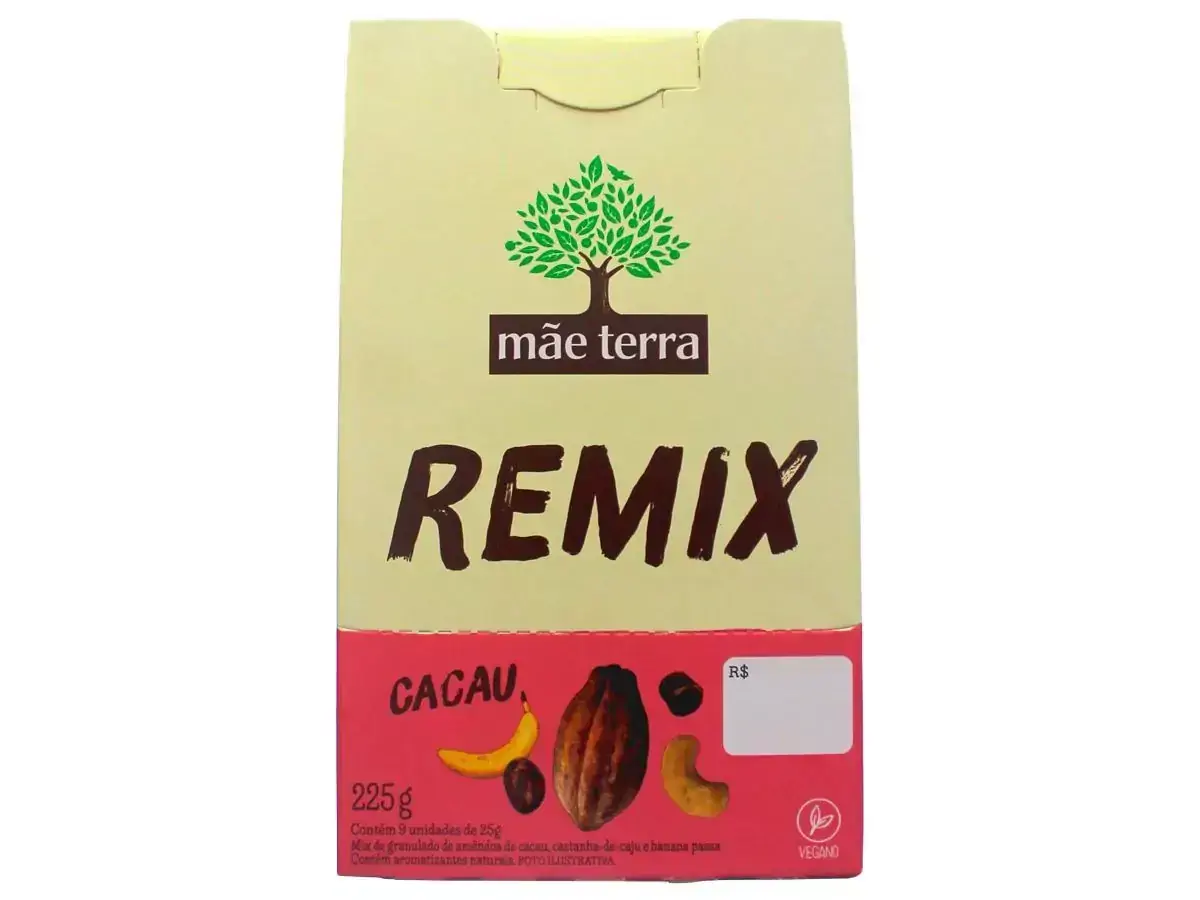 Mix Cacau Castanhas Brasileiras Caixa 9 x 25g Mãe Terra 225g