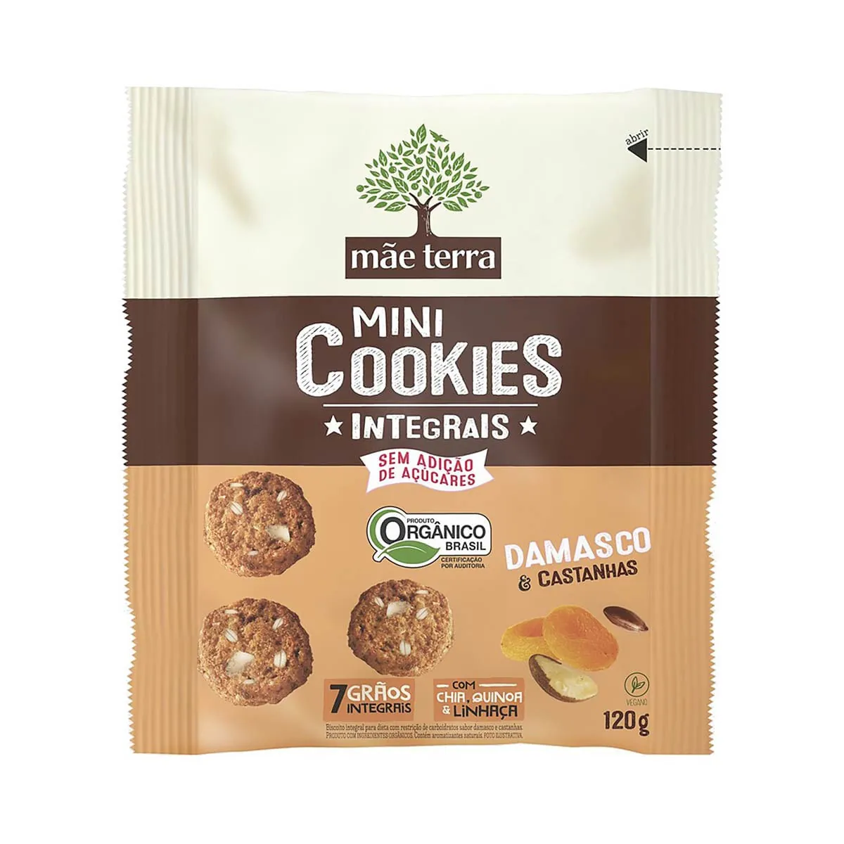 Cookie Orgânico Damasco e Castanha Mãe Terra 120g