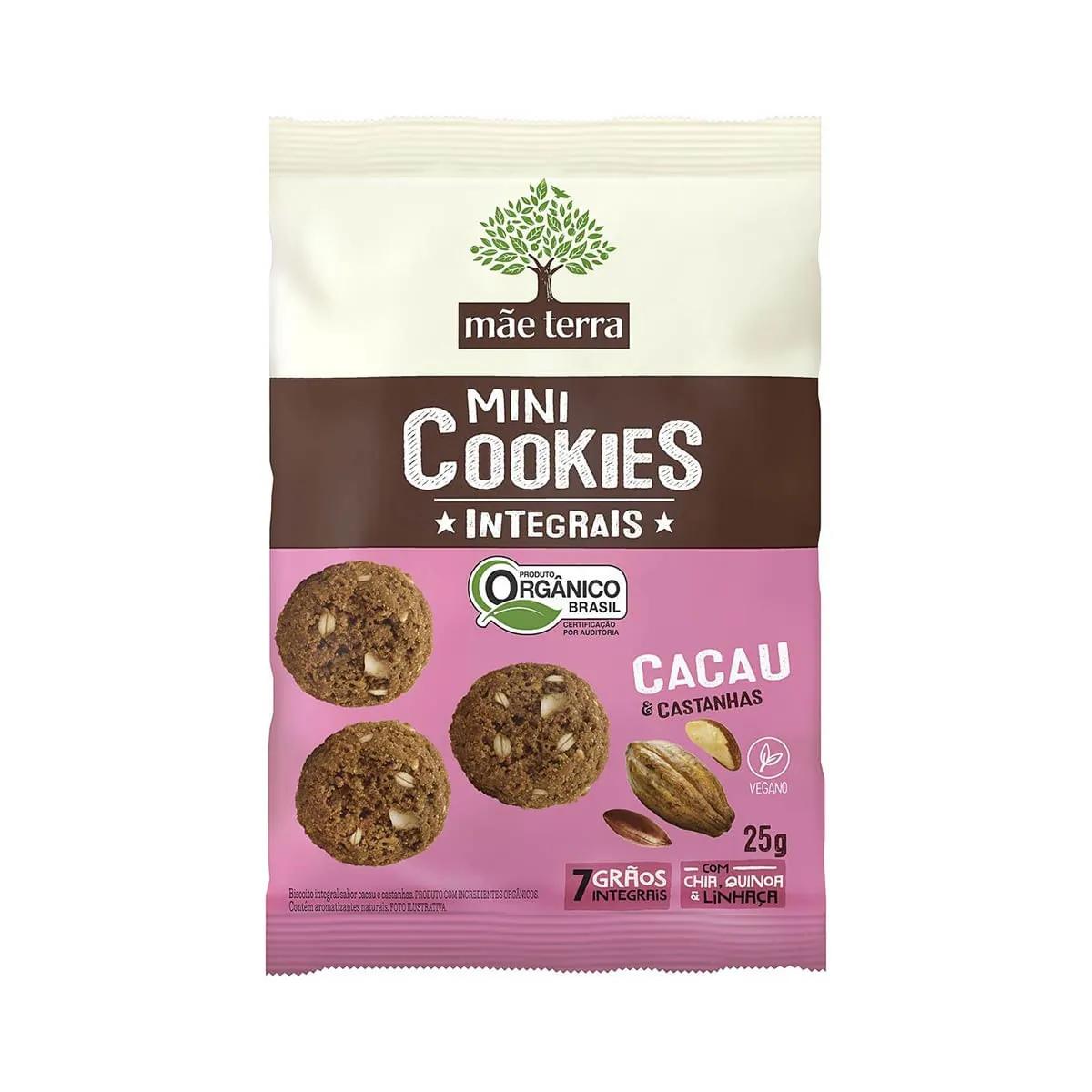 Cookie Orgânico Cacau e Castanha Mãe Terra 25g