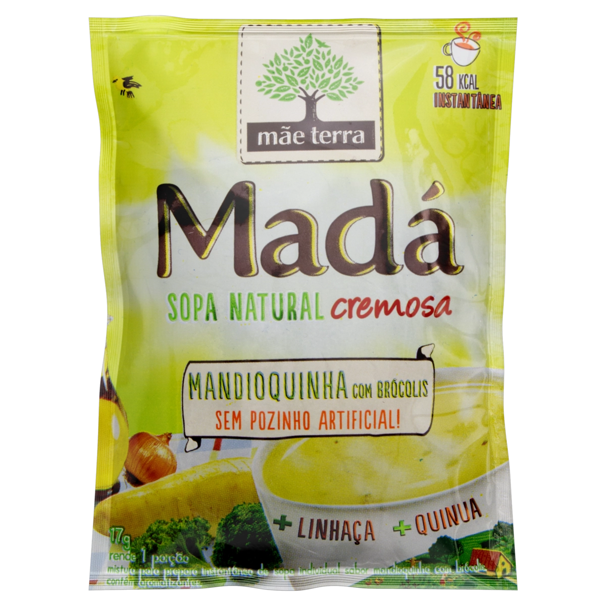 Sopa Instantânea Cremosa Mandioquinha Com Brócolis Mãe Terra Madá Sachê 17g