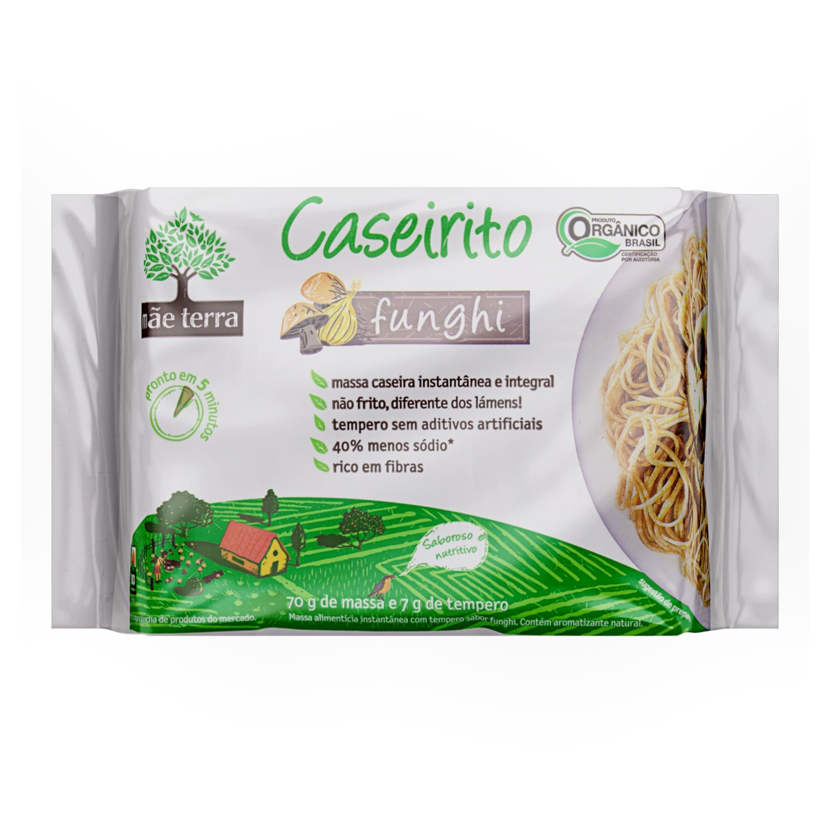 Macarrão Instantâneo Integral Orgânico Funghi Mãe Terra Caseirito Pacote 77g