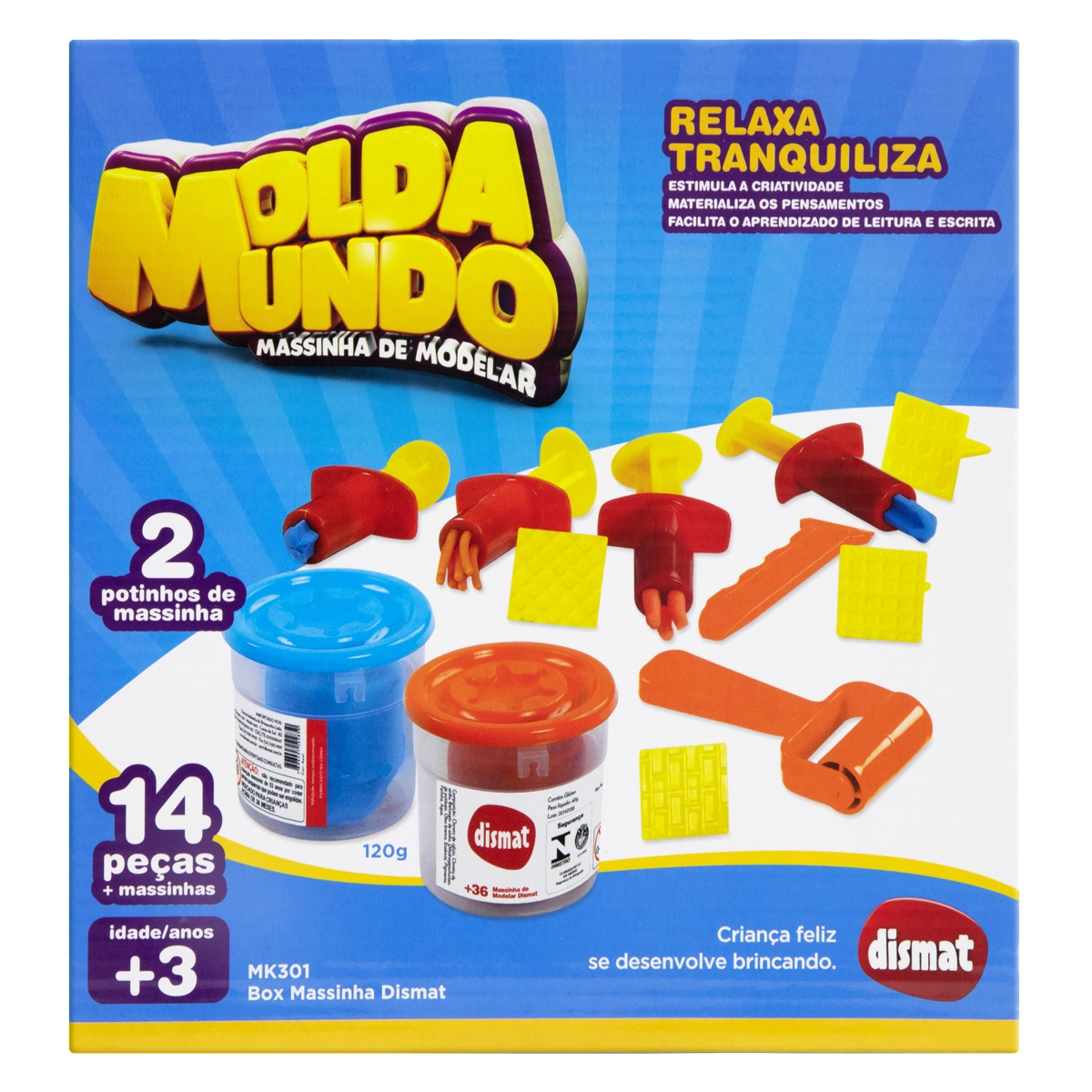 Massa de Modelar Brinquedo Educativo Box Massinha Dismat 16 Peças
