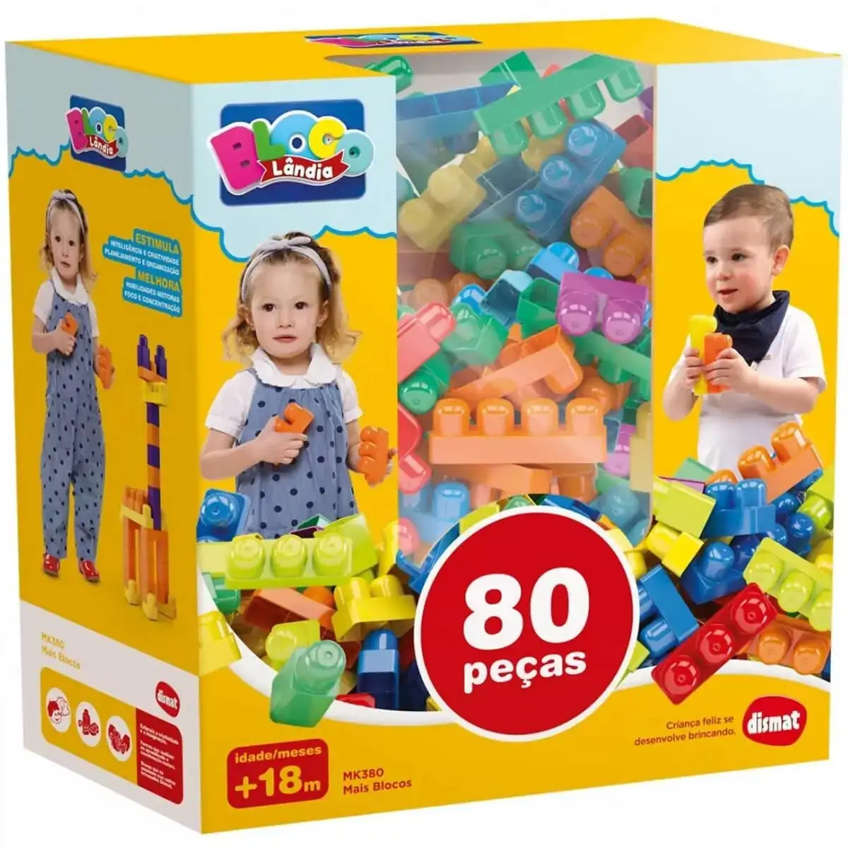 Blocos de Montar Mais Blocos - Blocolândia 80 Peças - Dismat