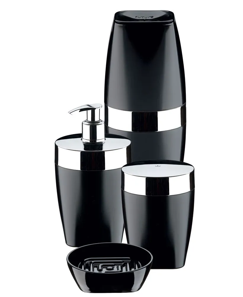 Kit Conjunto Para Banheiro Cromado Lavabo 4 Peças Future Preto