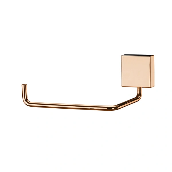 Porta Papel Higiênico Simples Metal e Plástico Rose Gold Soft Barroque Future