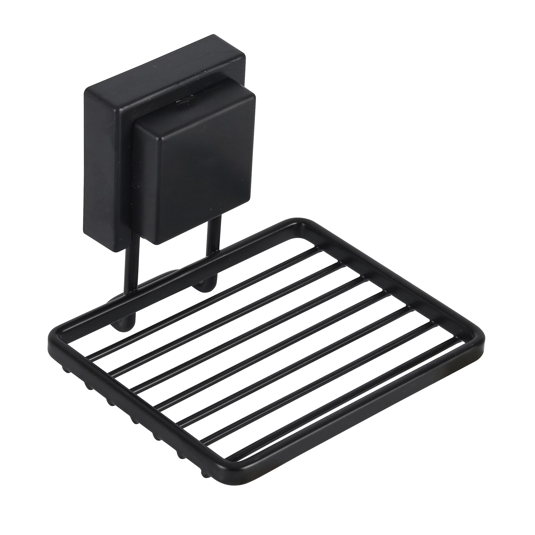 Saboneteira Black Square de Ventosa Preto Fosco Future