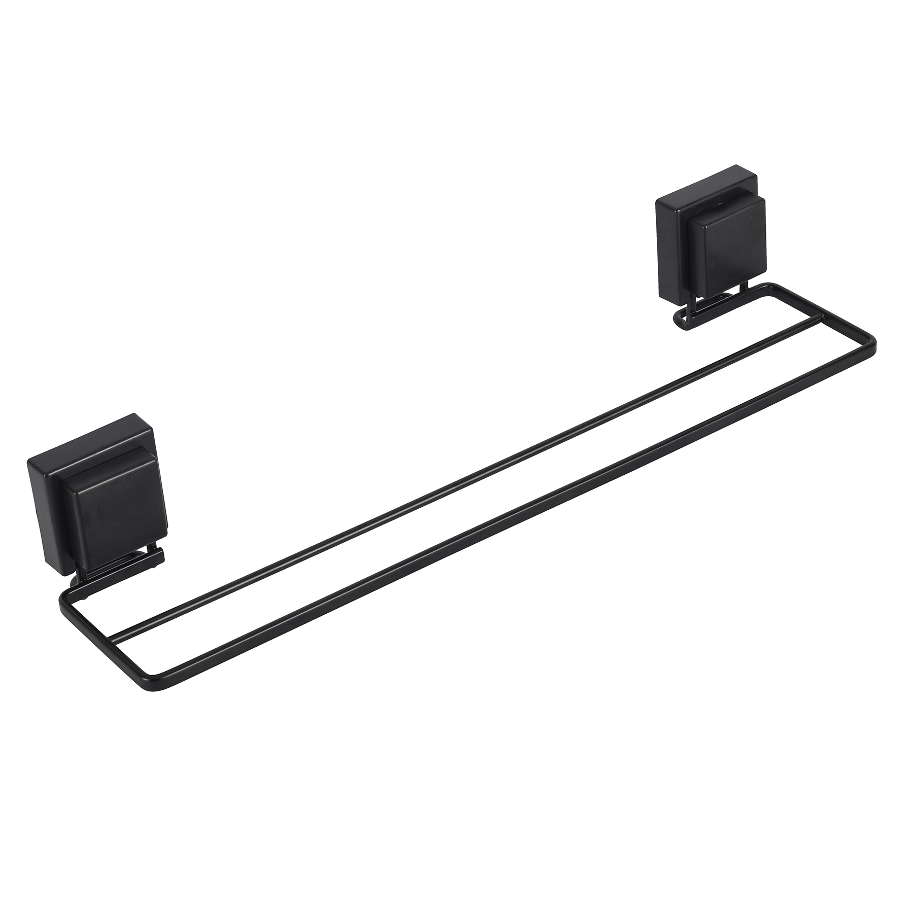 Porta Toalha Duplo de Parede 45cm Black Square Preto Fosco Future