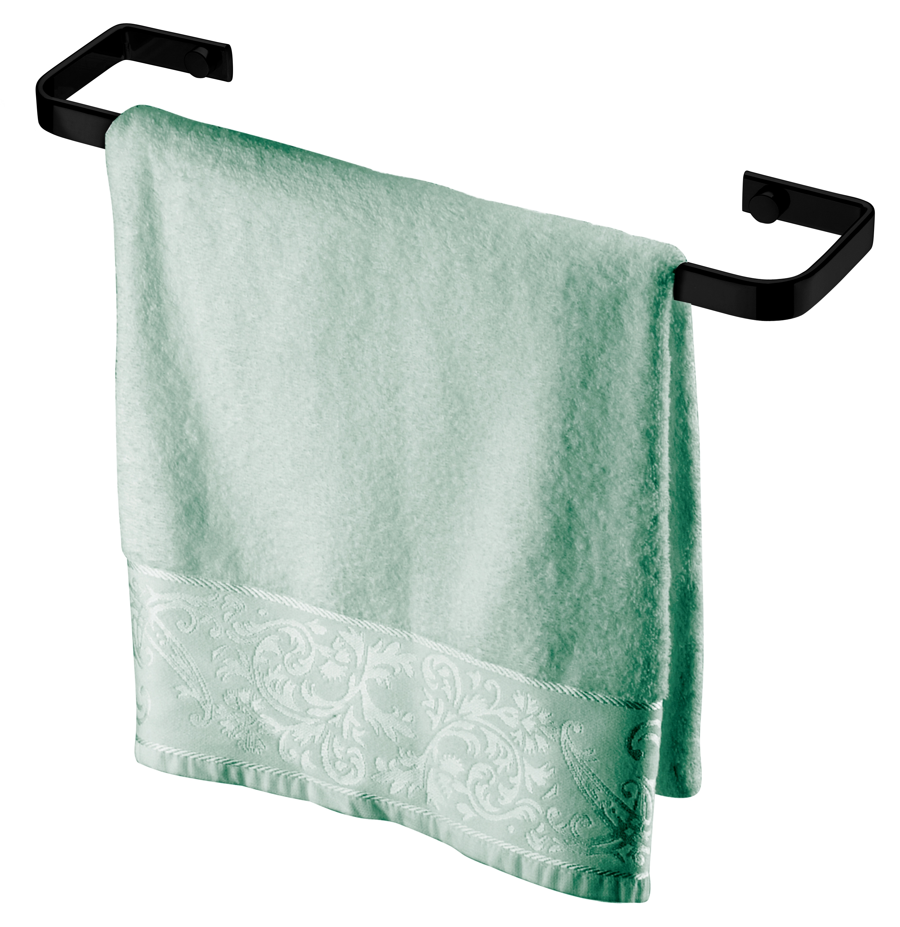 Suporte Porta Toalha 30cm Preto Fosco Aço Carbono Lavabo