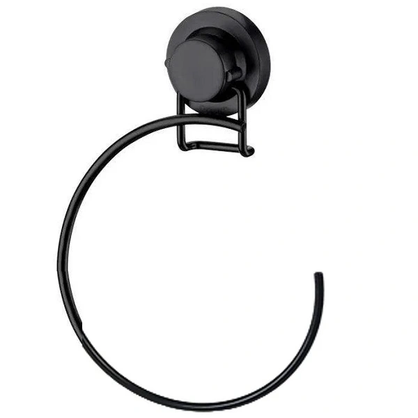Toalheiro Argola 18 Cm Com Ventosa Preto Fosco Future