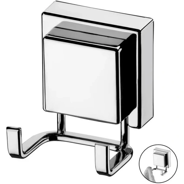 Gancho Duplo Porta Toalha Com Ventosa Cromado Future