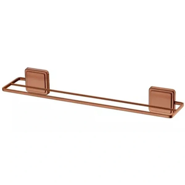 Porta Toalha Duplo 45cm Fixação Adesivo Future Cobre Acetinado