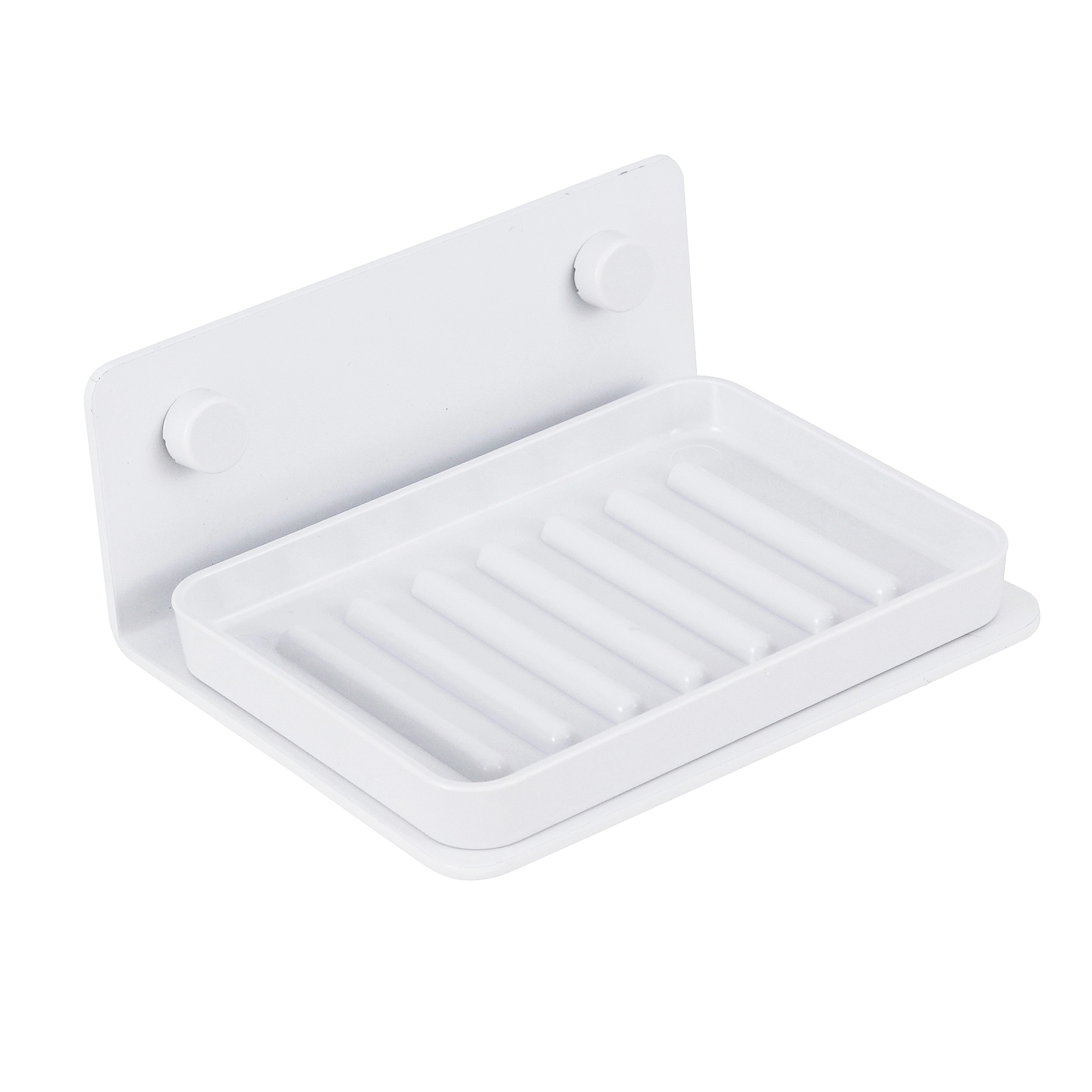 Saboneteira de Parede com Base Plástica Removível Retangular Metal Ispirazione Branco Future