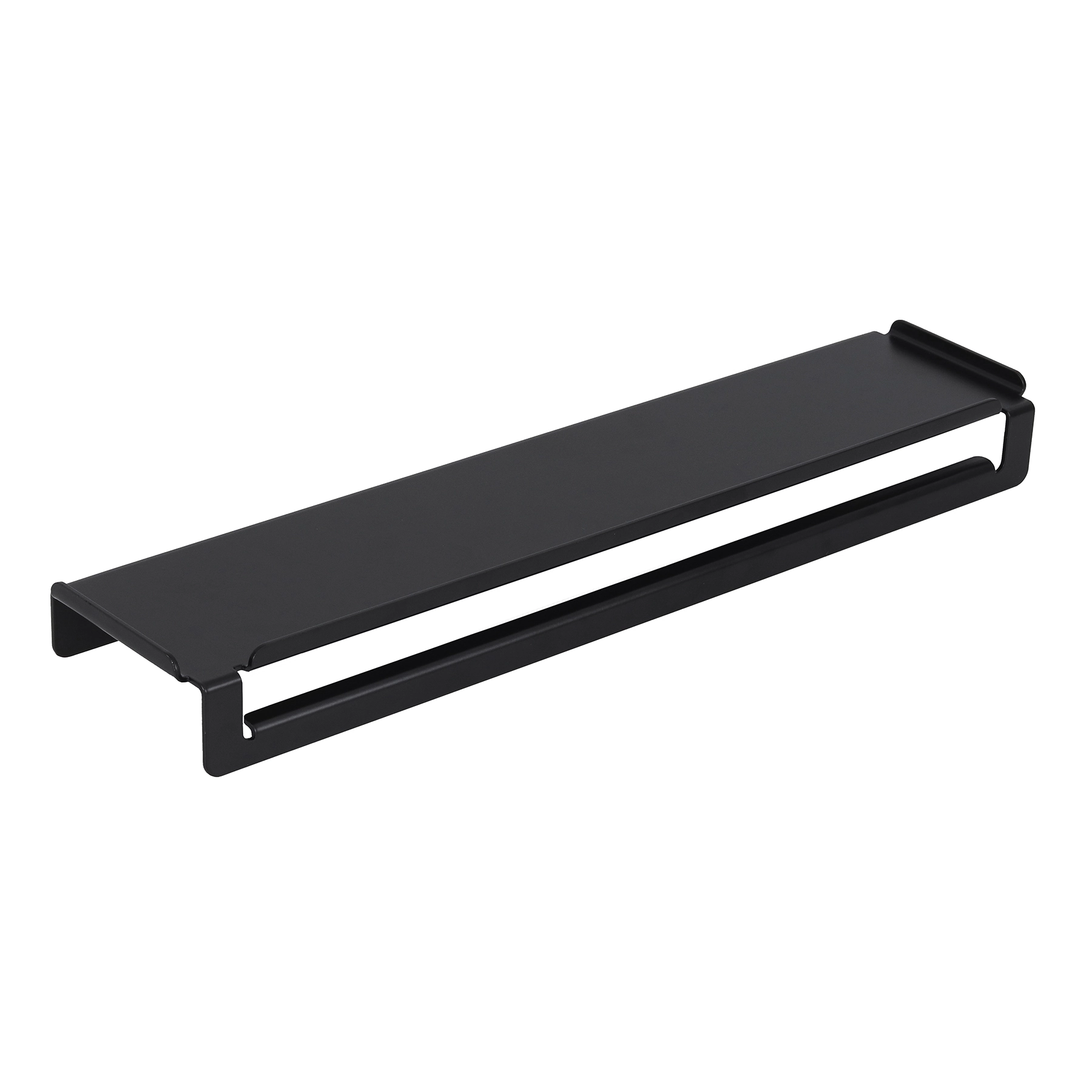 Prateleira com Porta Toalha de Parede Metal Preto Fosco 12cm Ispirazione Future