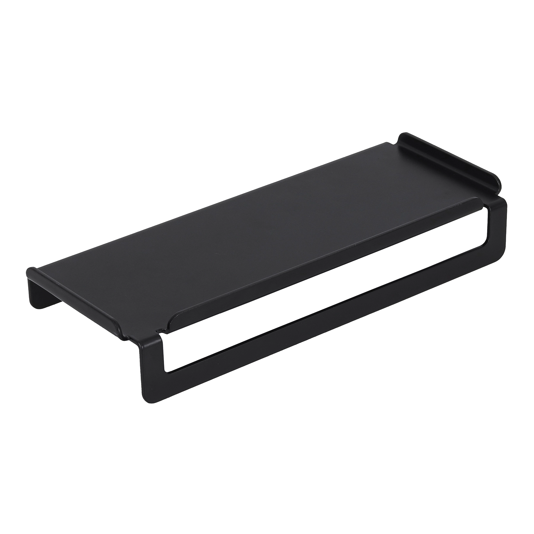 Prateleira com Porta Toalha de Parede Metal Preto Fosco 12cm Ispirazione Future