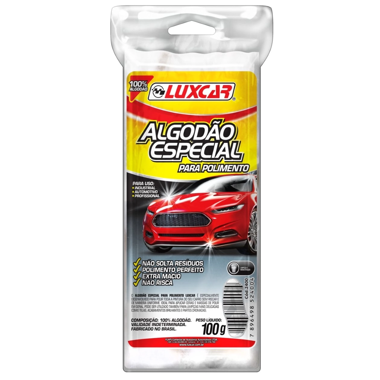Algodão Especial Para Polimento Luxcar Pacote 100g