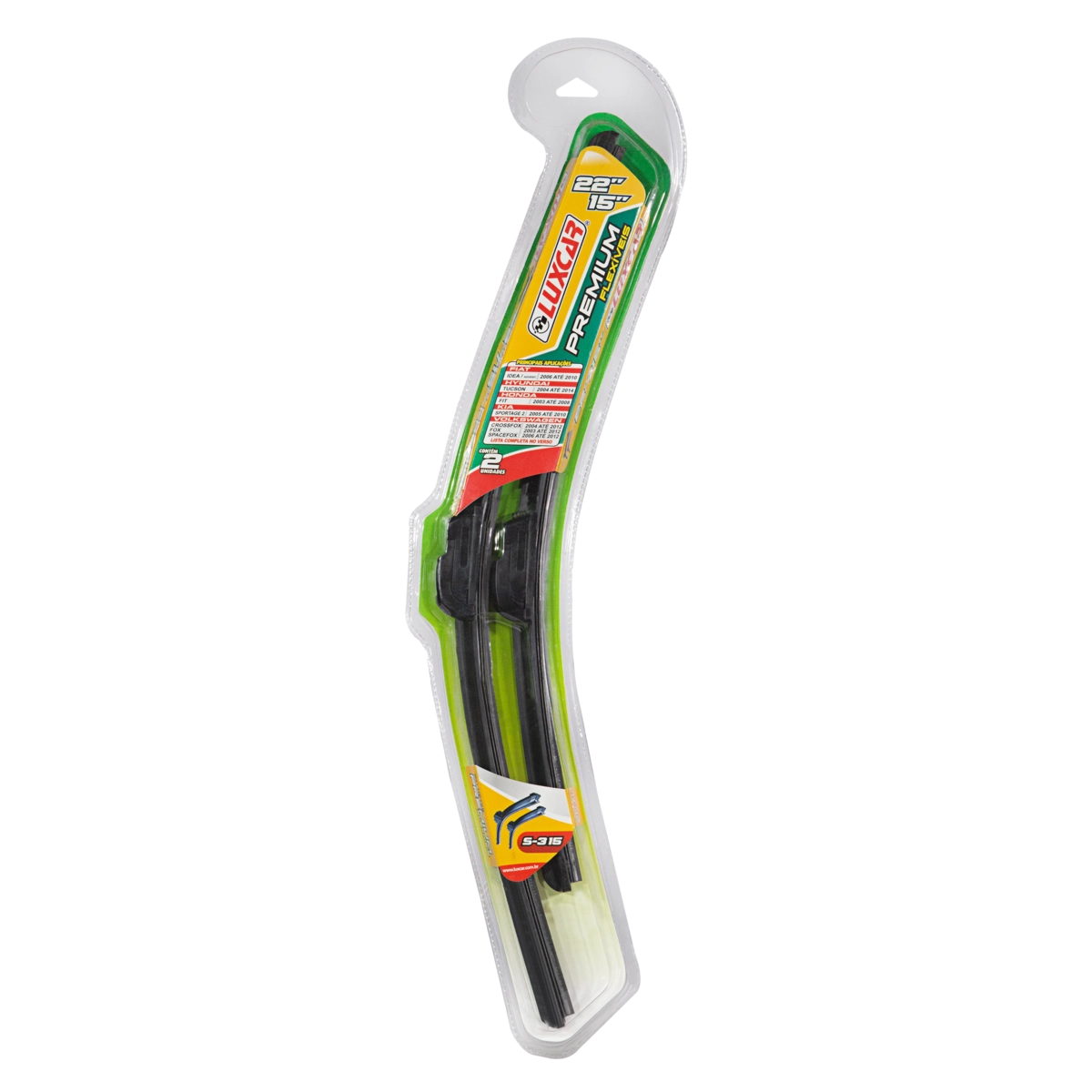 Palheta Flexível Luxcar Premium 22/15 Blister 2 Unidades