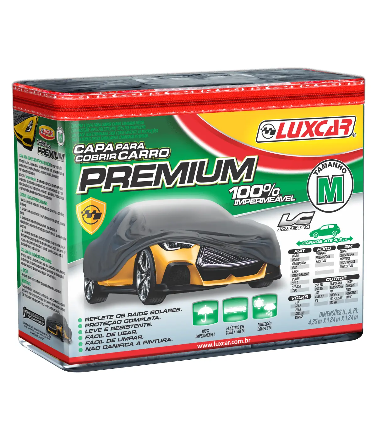 Capa para Cobrir Carro Premium Impermeável M Luxcar