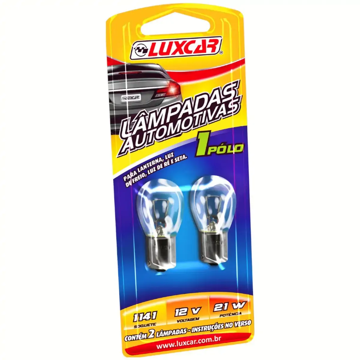Lâmpada Automotiva 1 Pólo Luxcar Blister 2 Unidades 12v