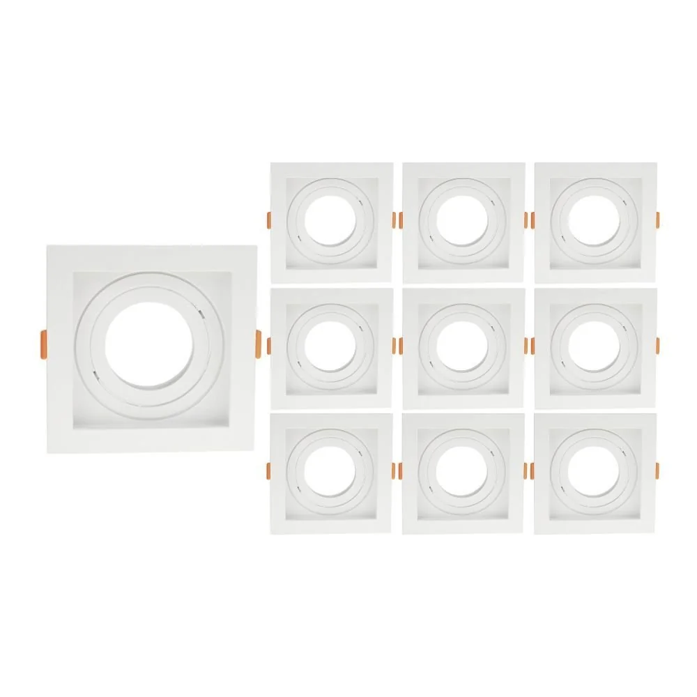 10 Spots De Embutir Recuado Taschibra Conecta Para Lâmpada Ar70 Quadrado Branco