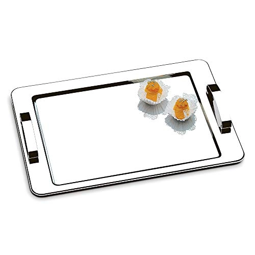 Bandeja Retangular Rasa Aço Inox para Servir com Alça 40cm Átila
