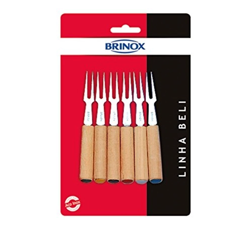 Conjunto De Garfos Para Petiscos Brinox Beli 2051/319 Em Aço Inox 6 Peças