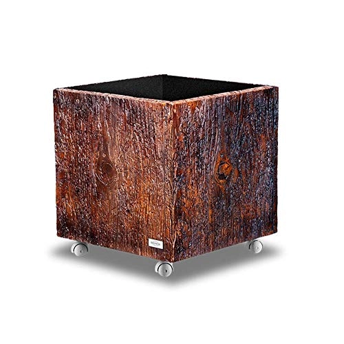 Cachepot Quadrado Decorline Pu 35 Cm 3092/200 Imitação Madeira