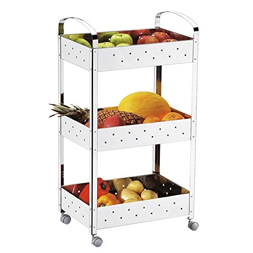 Organizador Fruteira Aço Inox Brinox 3 Prateleiras Rodinhas