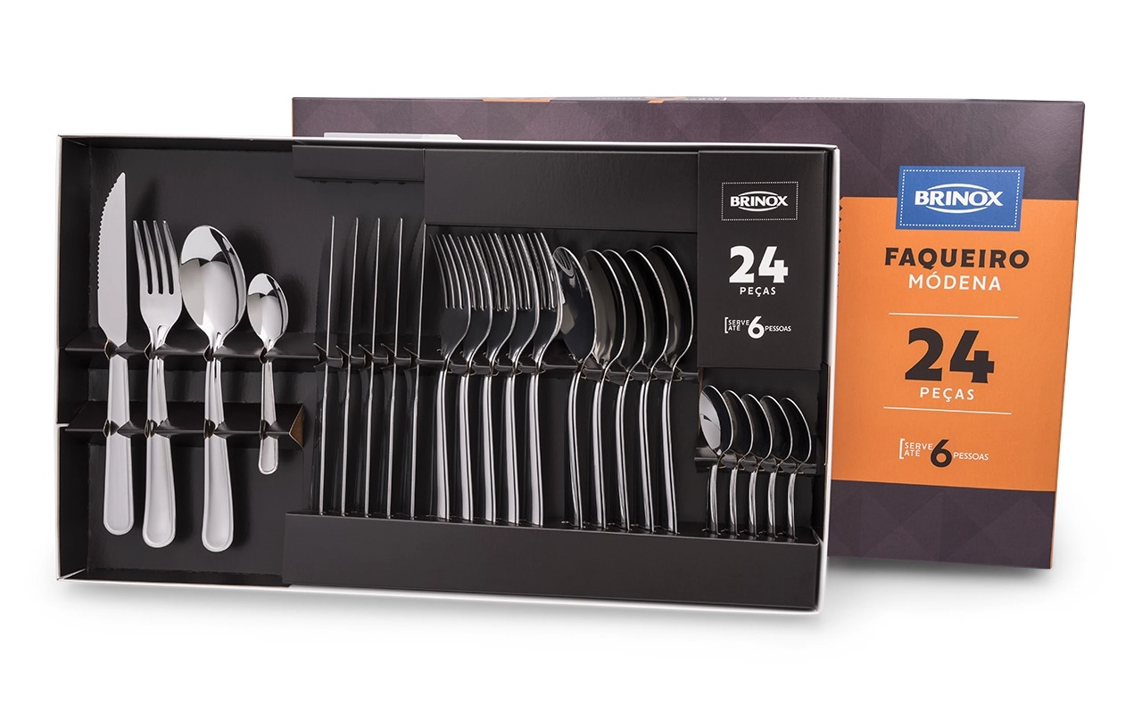 Brinox Modena Collection Tabletop Set 24 Piece , Silver