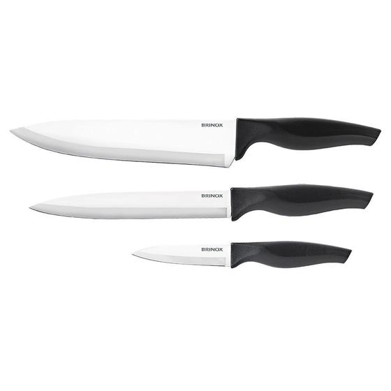 Conjunto Facas 3 Peças Cross Preto  Brinox
