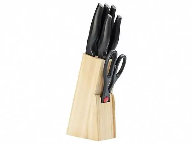 Jogo de Facas Brinox Cross com Lâminas em Aço Inox Cabos de Polipropileno Preto e Suporte de Madeira 6 Peças