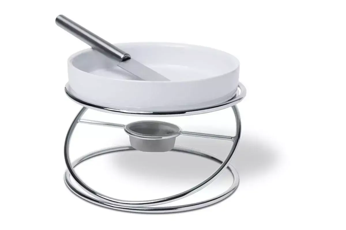 Conjunto 4 peças rechaud para queijo brie - Branco Brinox