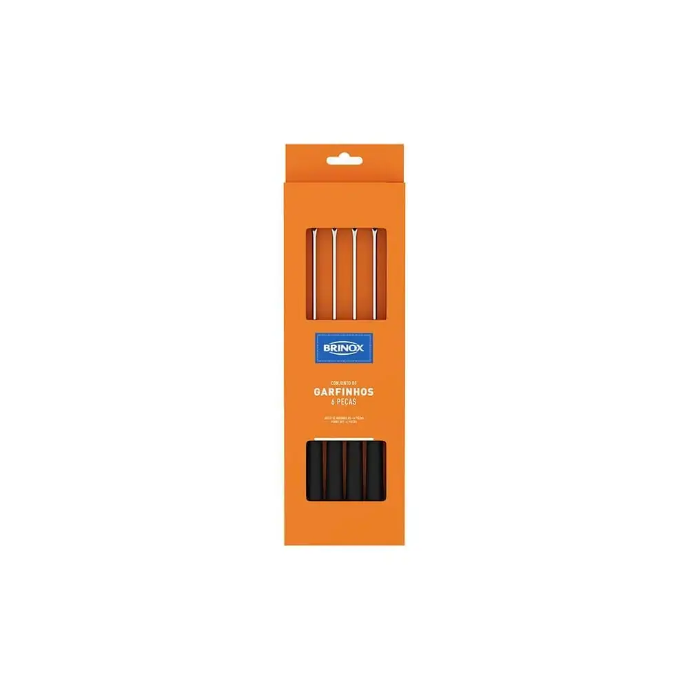 Conjunto Garfo para Fondue/Petisco 6 Peças Beli 23cm Preto  Brinox