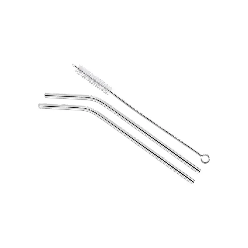 Conjunto 3 Peças Canudo Inox Curvo + Escova Descomplica Brinox