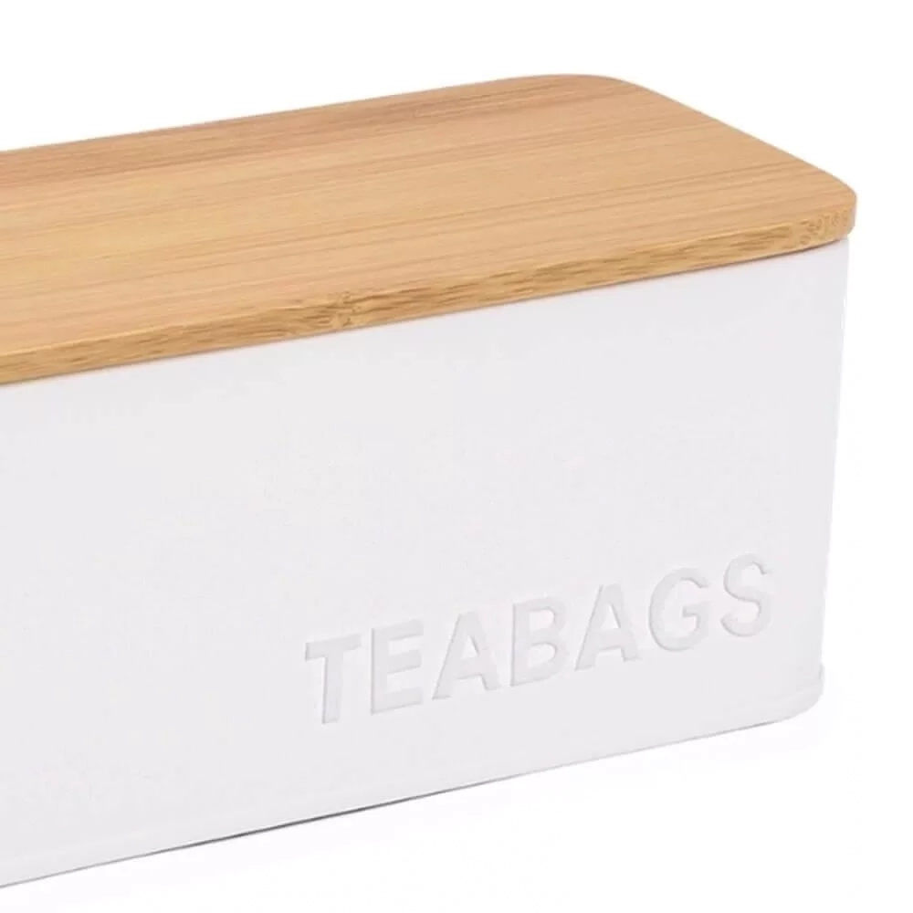 Porta Chás Canister Haus Concept Suporte Porta Sachês Chá Teabags com 3 Divisórias Branco