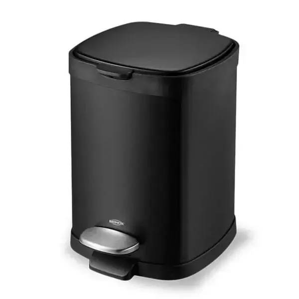 Lixeira Aço Carbono com Pedal e Balde 6 L Frame Preta Brinox