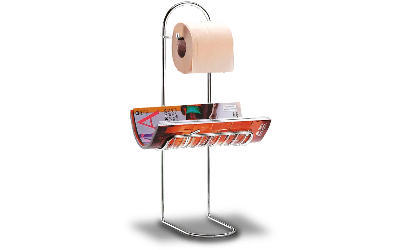 Papeleira De Chão Suporte Porta Rolos E Revisteiro Lavabo
