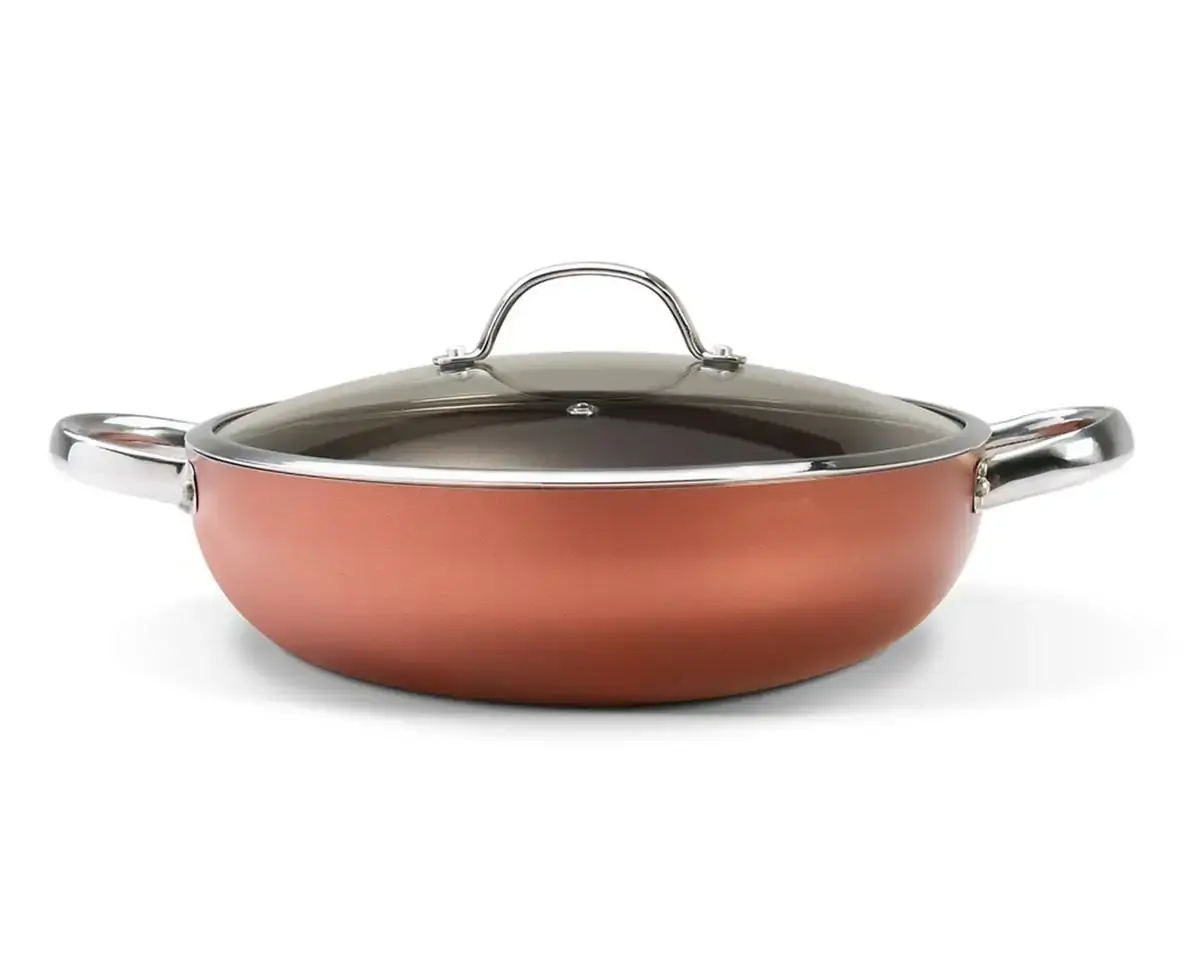 Panela Wok Brinox Curry Ø28cm com Tampa e Alças 3,5 Litros Cobre