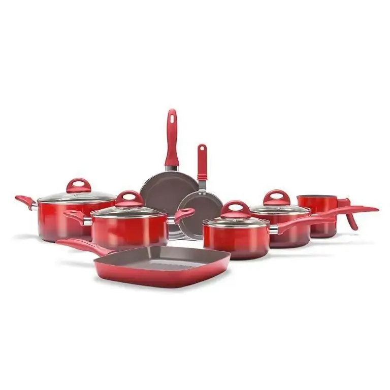 Jogo de Panelas 8 Peças Panela Antiaderente Grill Brinox Vermelho