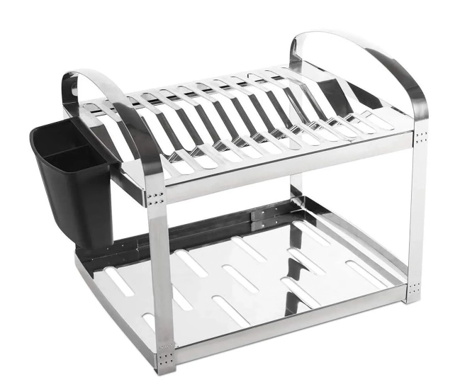 Escorredor Aço Inox Capacidade 12 pratos Com Porta Talheres