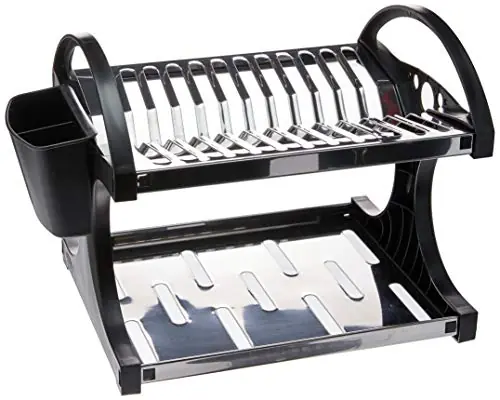 Escorredor Suprema Inox Preto para 12 Pratos