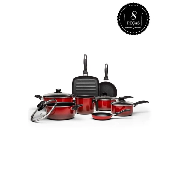 Brinox Primma Colour Vermelho Alumínio 8 Peças