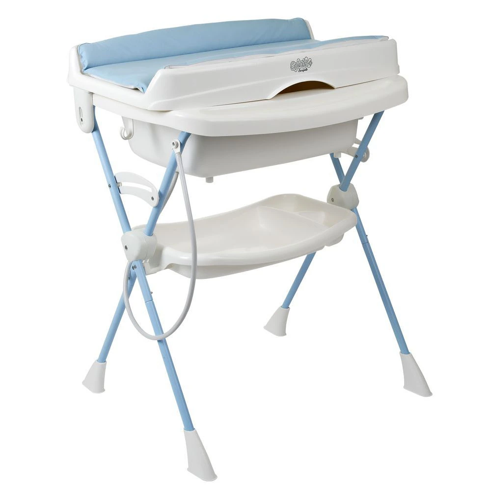 Banheira Burigotto Splash+ Com Suporte E Trocador Baby Blue Azul Claro