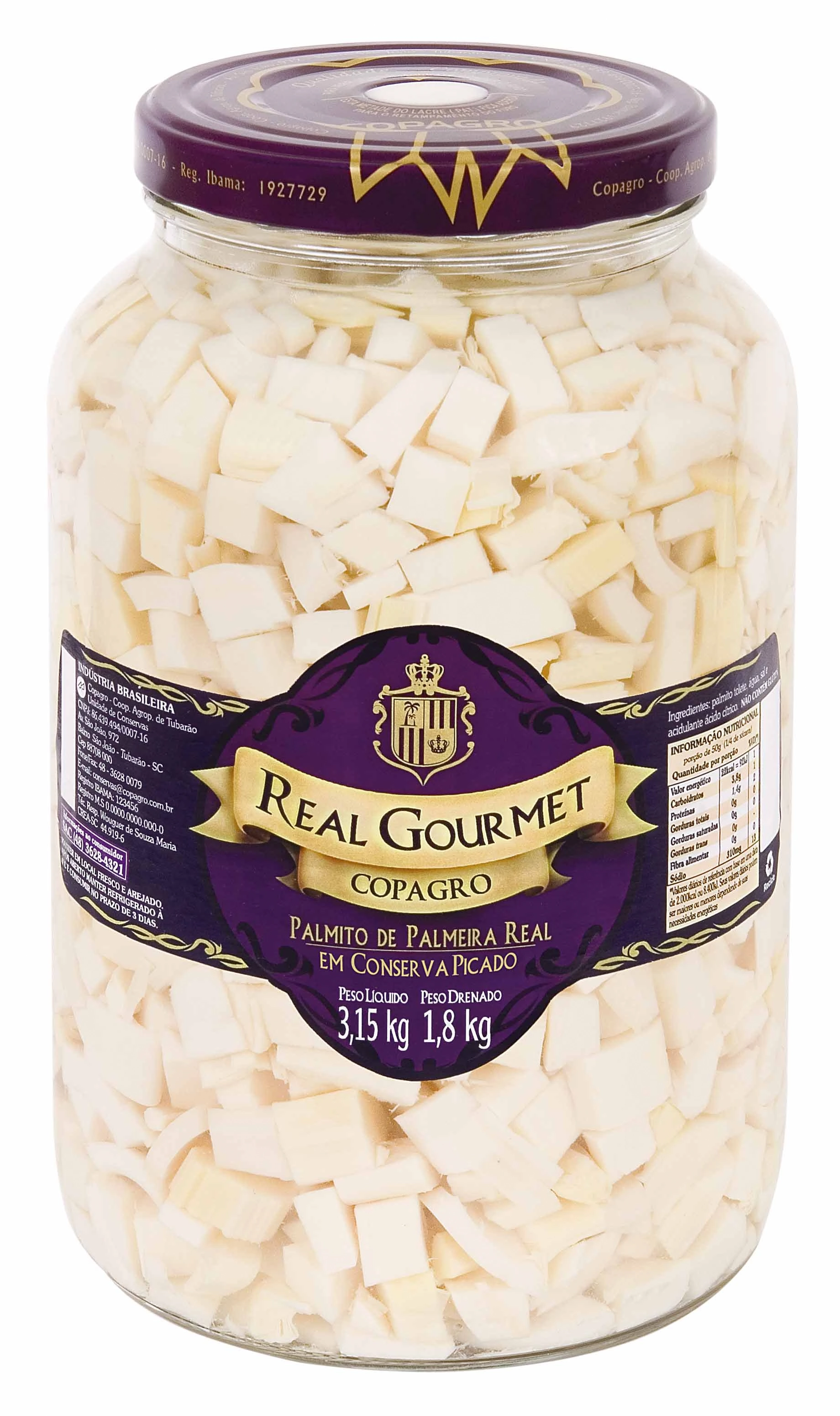Palmito Real Gourmet 1 8kg Picado