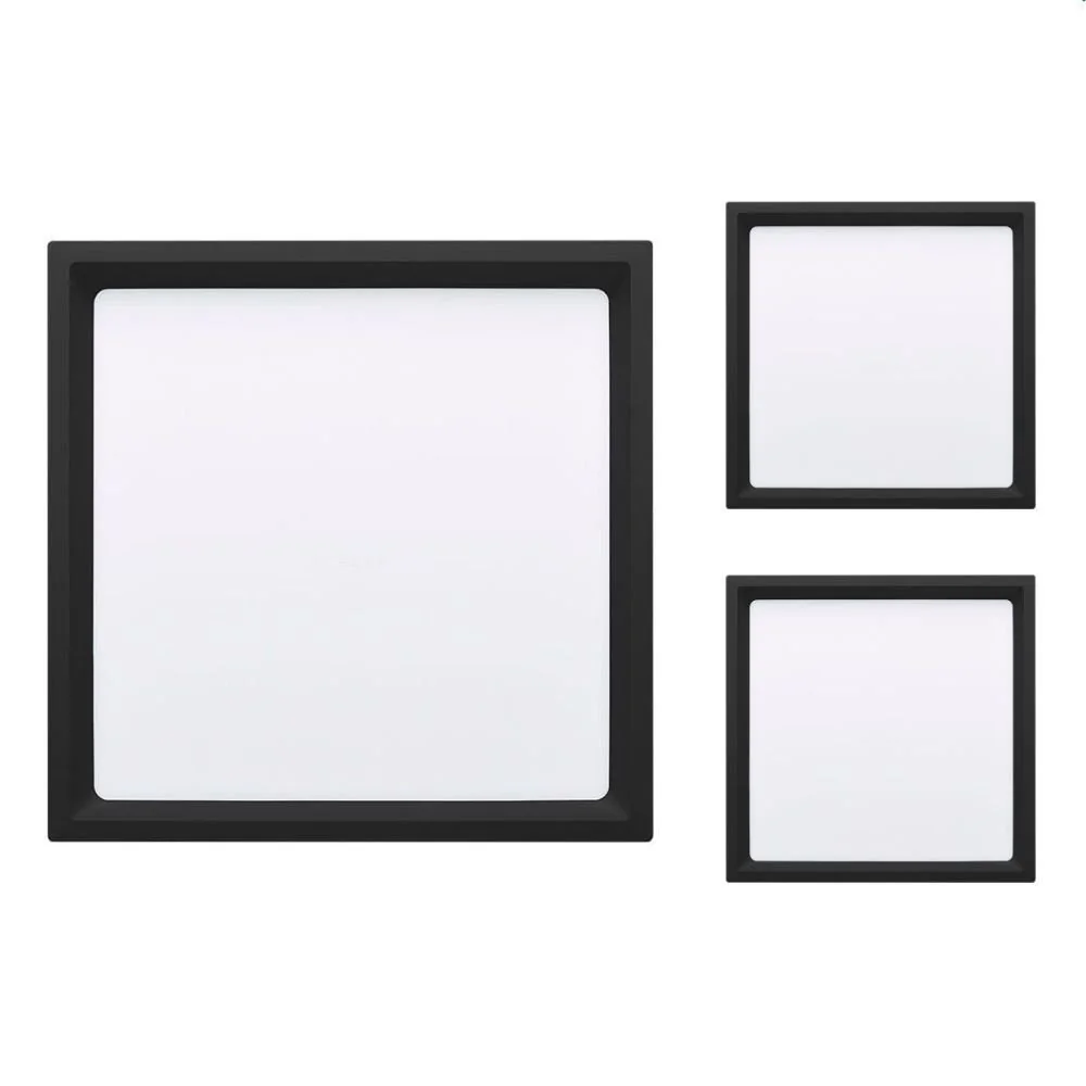 3 Painel De Led Stella Quadrado Deep De Sobrepor Recuado 22w Bivolt Preto 4000k Luz Neutra