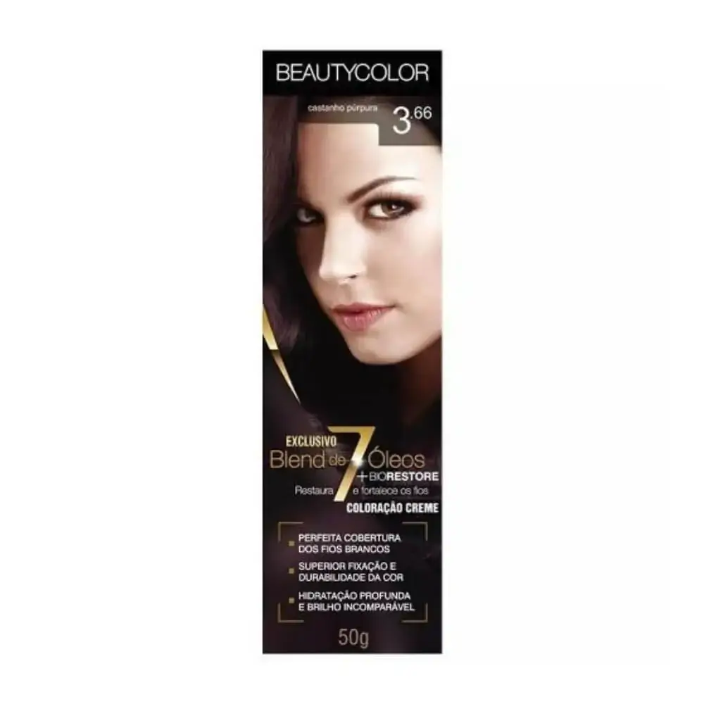 Tintura Permanente Beauty Color 50g 3.66 Castanho Purpura Unit
